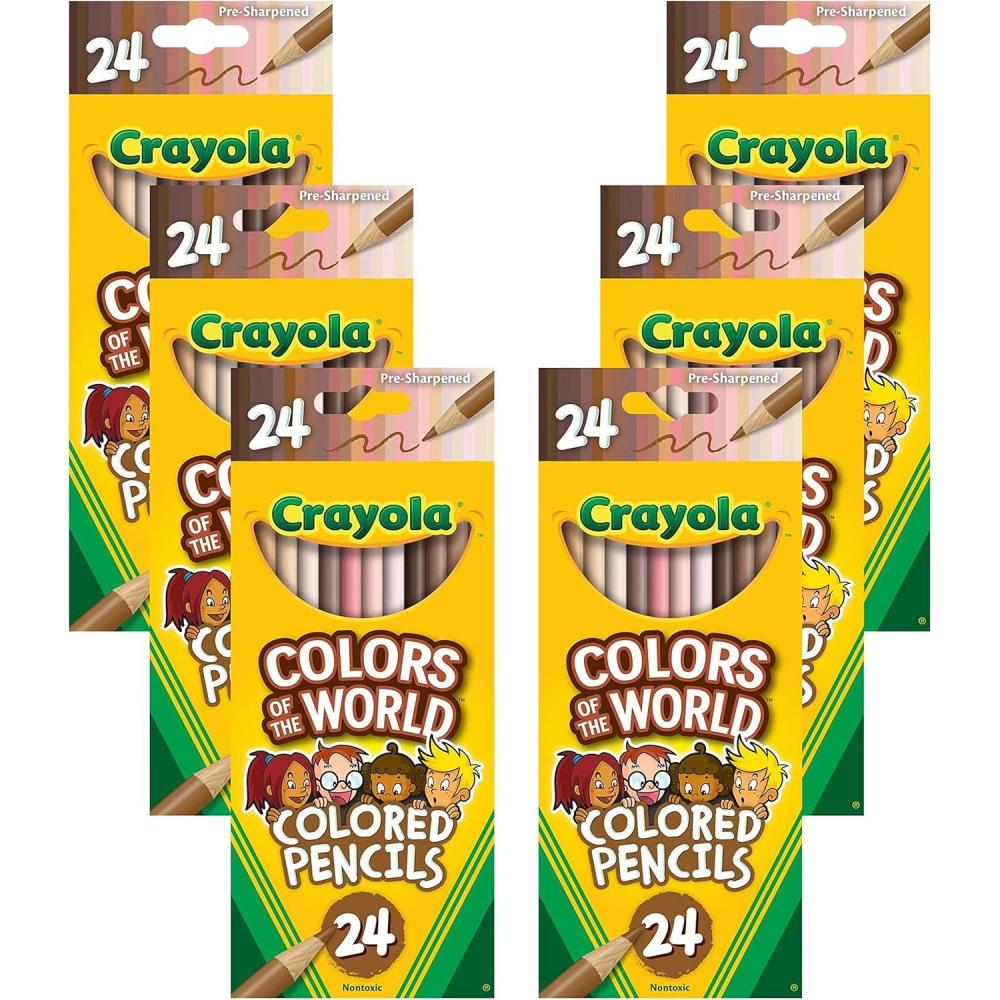 Crayola Bulk Crayon Set, Colors of The World, Multicultural Crayons, School Supplies, 6 Sets of 24 Colors(1 Count (Pack of 1))